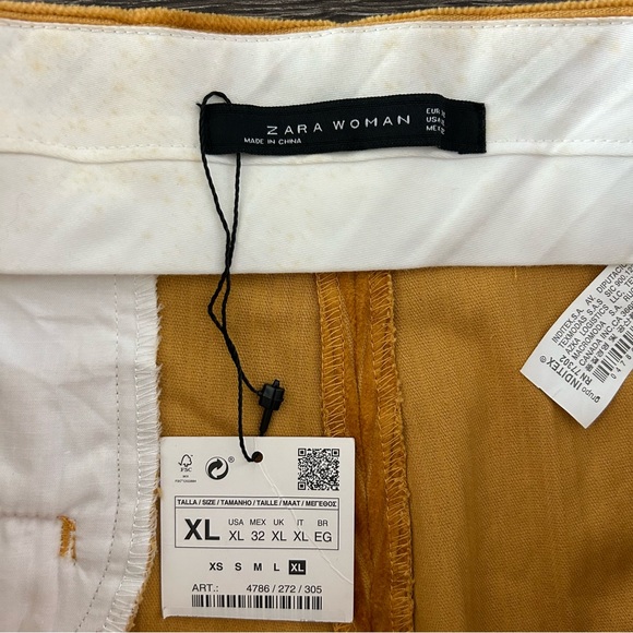 ZARA Woman Corduroy Wide Leg Pants Trousers XL Cropped Ankle Grazer Camel NWT - Picture 8 of 9